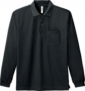 4.4オンス　ドライ長袖ポロシャツ(ポケット付き)